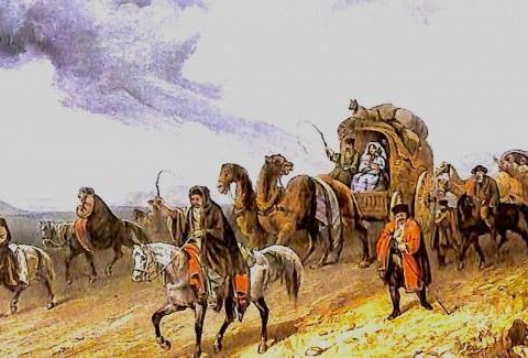K. Bosolli. Tatars traveling in the steppe (mid-nineteenth century.)