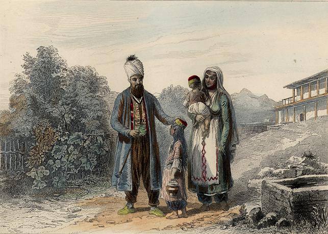 Кримські татари в Бахчисараї. Малюнок 18 століття.